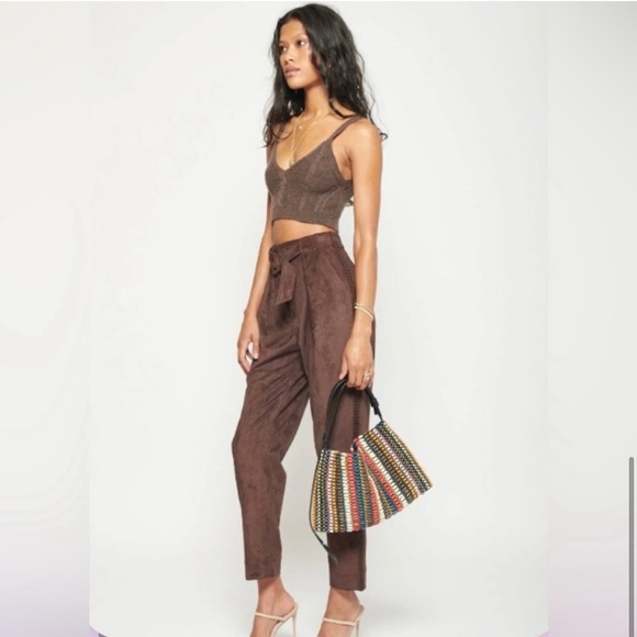 NWOT‎ JONATHAN SIMKHAI Gabriella faux Suede Cropped Pant Trousers Women’s size 2 - Picture 4 of 13